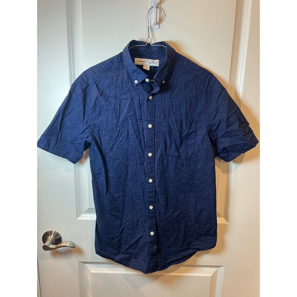 Old Navy Mens Shirt Slim Fit Built-In Flex Speckled Navy Blue Size S
